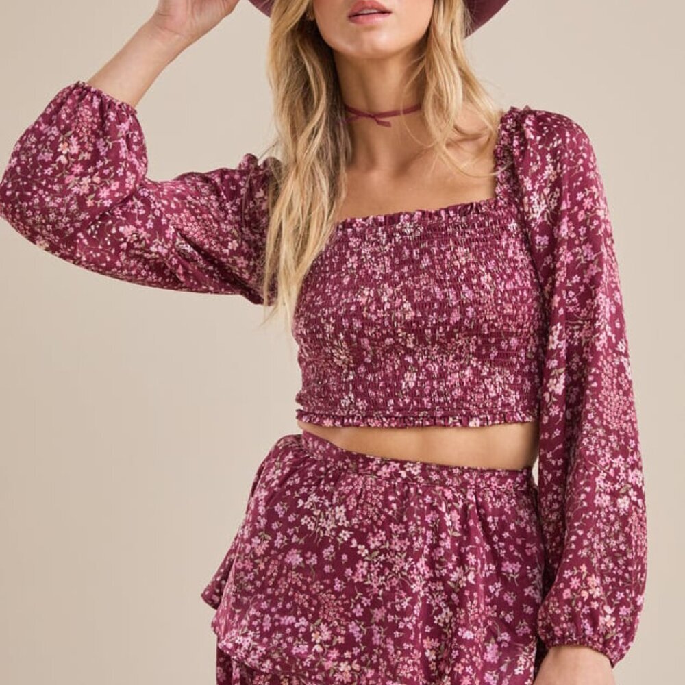 Floral Smock Ballon Smock Top NWT
